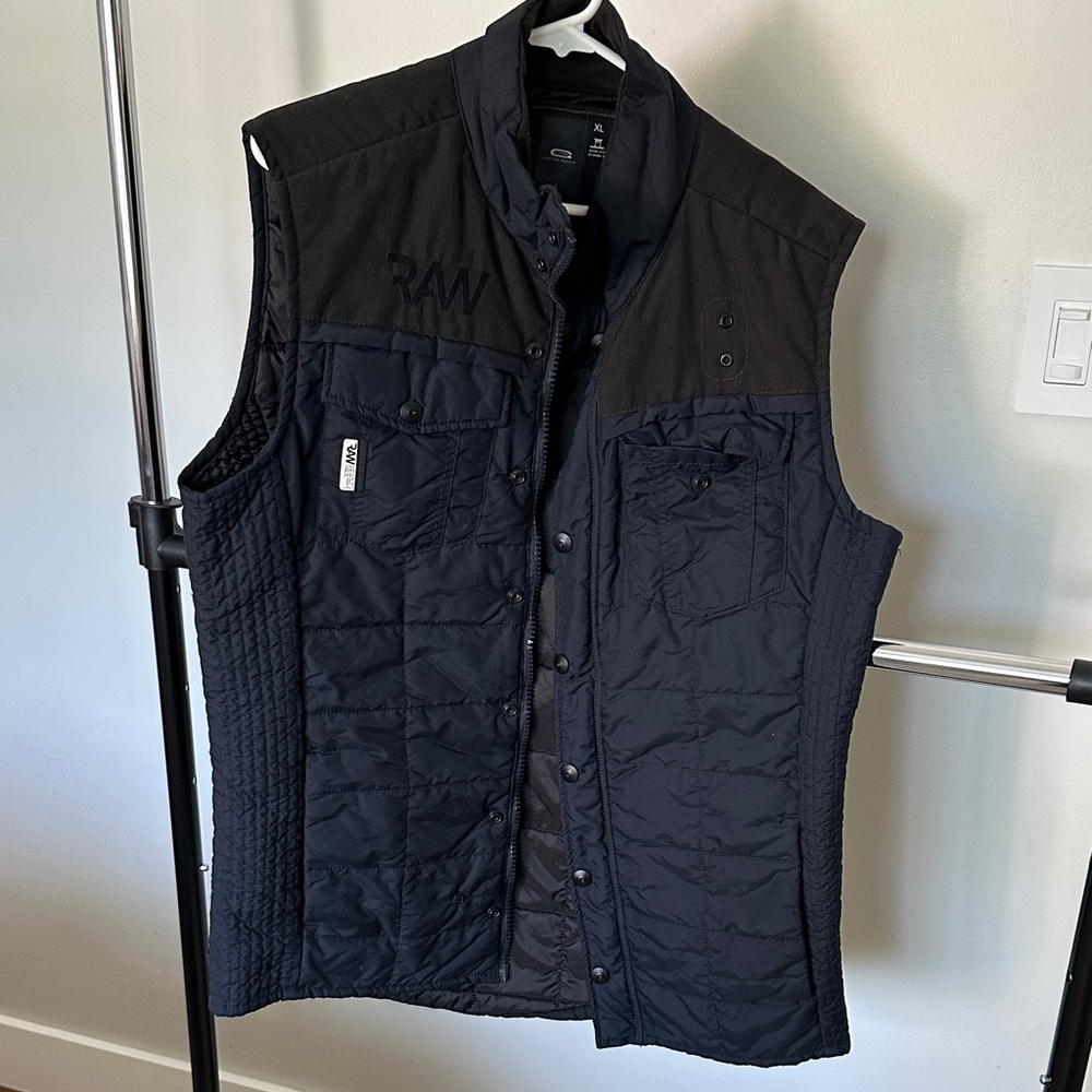 G-Star Quilted Black Men's Snap-Front Vest